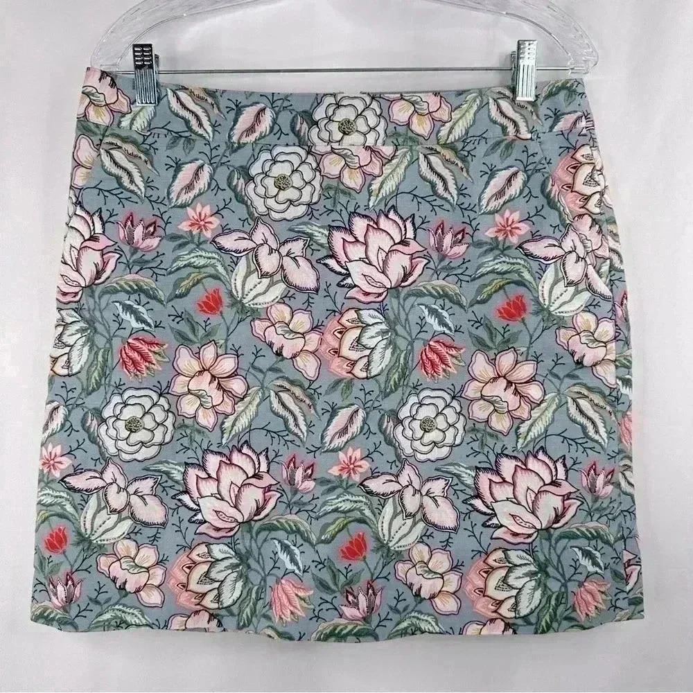 NWOT LOFT Women’s Cotton Blend Floral Coastal Print Mini Skirt  Size 10
